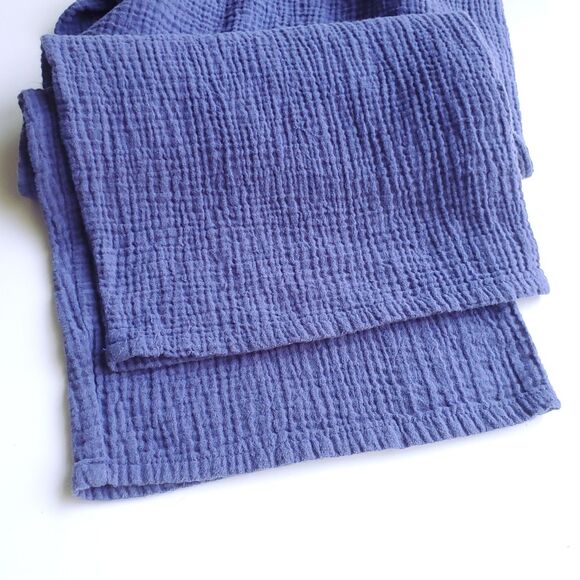 Jessica Simpson Gauze Pants Sz M Blue Indigo Wide Leg Resort Crop Pockets Cotton - Picture 5 of 10